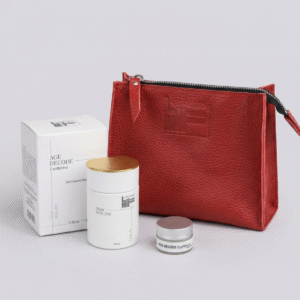 Набір Age Decode ExoRevive Cream з міні-кремом та сірою шкіряною косметичкою LiMiTi